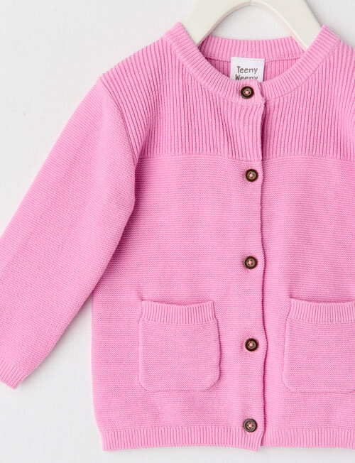 Teeny Weeny Knit Crew Neck Cardigan, Barbie Pink product photo View 03 L