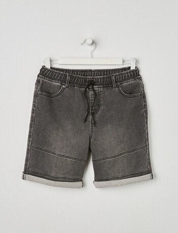 No Issue Paneled Denim Short , Black product photo