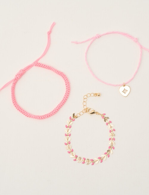 Switch Love Heart 3-Pack Charm Bracelet Set, Pink & Gold Tone product photo View 02 L