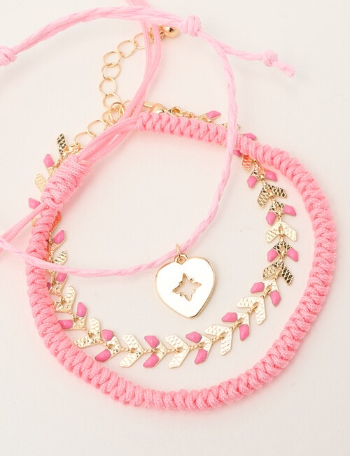 Switch Love Heart 3-Pack Charm Bracelet Set, Pink & Gold Tone product photo View 03 L