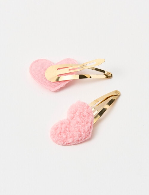 Switch Boucle Heart Hair Clip, 2-Pack, Pink product photo View 03 L