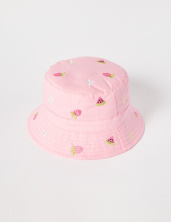 Mac & Ellie Tuti Fruti Embroidered Bucket Hat, Pink product photo