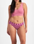 Jockey Woman Comfort Classics Cotton Bikini Brief, 2-Pack, Pacific Stripe Deep Wisteria & Pink Moon, 10-16 product photo View 04 S