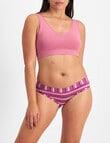 Jockey Woman Comfort Classics Cotton Boyleg Brief, 2-Pack, Pacific Stripe Deep Wisteria & Pink Moon, 10-16 product photo View 04 S