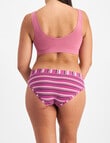 Jockey Woman Comfort Classics Cotton Boyleg Brief, 2-Pack, Pacific Stripe Deep Wisteria & Pink Moon, 10-16 product photo View 06 S