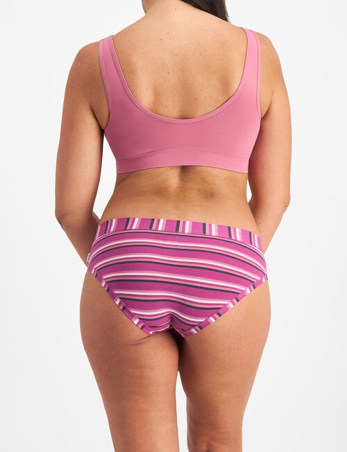 Jockey Woman Comfort Classics Cotton Boyleg Brief, 2-Pack, Pacific Stripe Deep Wisteria & Pink Moon, 10-16 product photo View 06 L