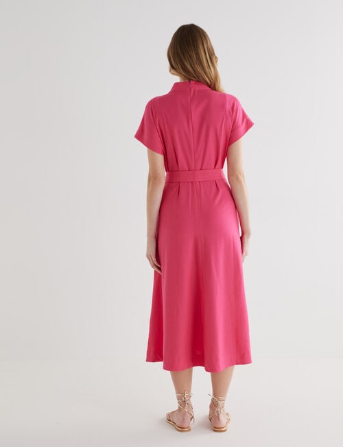 Whistle Tie Waist A Line Dress, Hot Pink product photo View 02 L