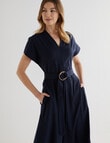 Whistle Tie Waist A Line Dress, Navy product photo