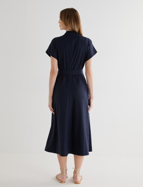 Whistle Tie Waist A Line Dress, Navy product photo View 02 L