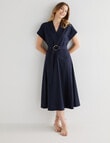 Whistle Tie Waist A Line Dress, Navy product photo View 03 S