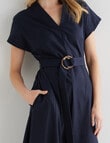 Whistle Tie Waist A Line Dress, Navy product photo View 04 S