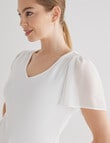 Whistle Rib V Neck Flutter Sleeve Tee, White product photo View 04 S