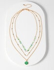 Whistle Accessories Layered Bead Necklace, Green & Gold Tone product photo