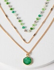 Whistle Accessories Layered Bead Necklace, Green & Gold Tone product photo View 02 S