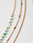 Whistle Accessories Layered Bead Necklace, Green & Gold Tone product photo View 03 S