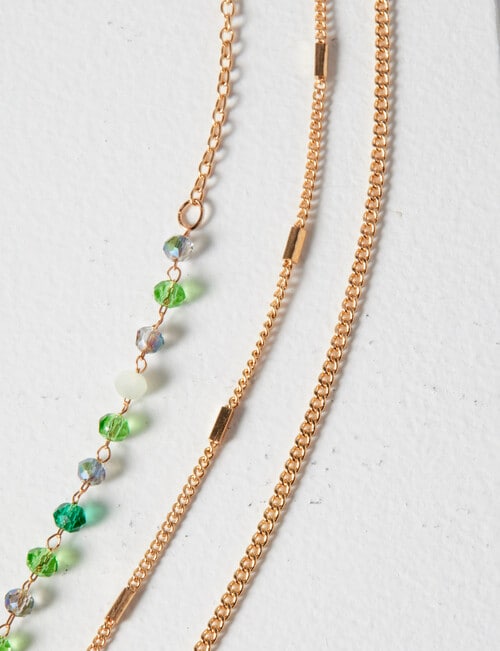 Whistle Accessories Layered Bead Necklace, Green & Gold Tone product photo View 03 L