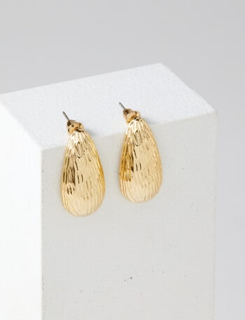 Whistle Accessories Textured Teardrop Earrings, Gold Tone product photo