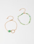 Whistle Accessories Layered Bead Bracelet Set, Green & Gold Tone product photo