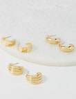 Whistle Accessories Chunky Huggie Earring Set 3-Pack, 20mm, Gold Tone product photo View 02 S