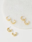 Whistle Accessories Chunky Huggie Earring Set 3-Pack, 20mm, Gold Tone product photo View 03 S