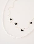 Whistle Accessories Heart + Pearl Layered Necklace, Silver Tone product photo View 02 S