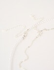 Whistle Accessories Heart + Pearl Layered Necklace, Silver Tone product photo View 04 S