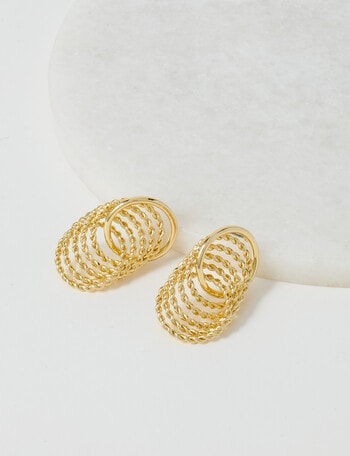 Whistle Accessories Textured Circle Earrings, Gold Tone product photo