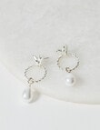 Whistle Accessories Heart & Pearl Dangle Earring, Silver Tone product photo View 02 S