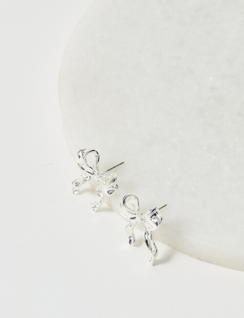 Whistle Accessories Bow Necklace & Earring Gift, Silver Plated product photo View 03 L