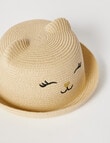 Mac & Ellie Cat Straw Boater Hat, Natural product photo View 02 S