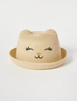 Mac & Ellie Cat Straw Boater Hat, Natural product photo View 03 S