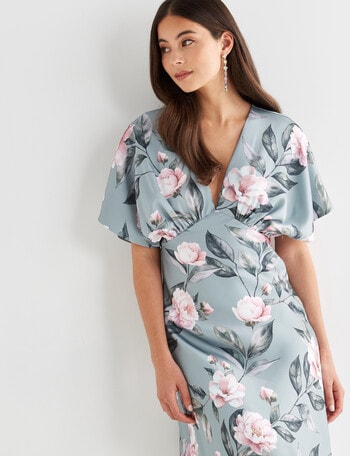 Harlow Floral Empire Waist Batwing Maxi Dress, Sage product photo