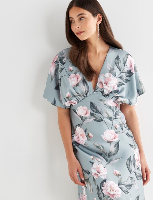 Harlow Floral Empire Waist Batwing Maxi Dress, Sage product photo