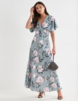 Harlow Floral Empire Waist Batwing Maxi Dress, Sage product photo View 03 S