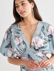 Harlow Floral Empire Waist Batwing Maxi Dress, Sage product photo View 04 S