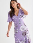 Harlow Floral Jacquard Flutter Sleeve Midi Dress, Lilac product photo