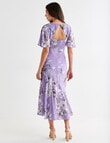 Harlow Floral Jacquard Flutter Sleeve Midi Dress, Lilac product photo View 02 S