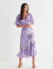 Harlow Floral Jacquard Flutter Sleeve Midi Dress, Lilac product photo View 05 S