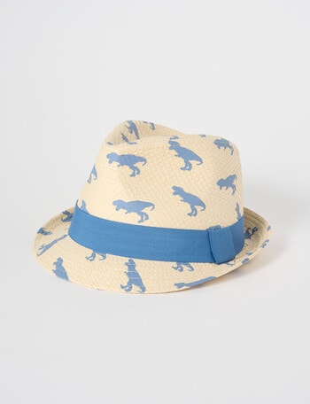 Mac & Ellie Printed Fedora Hat, Natural & Navy product photo