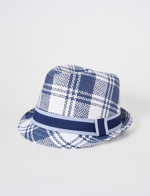 Mac & Ellie Plaid Fedora Hat, Navy product photo