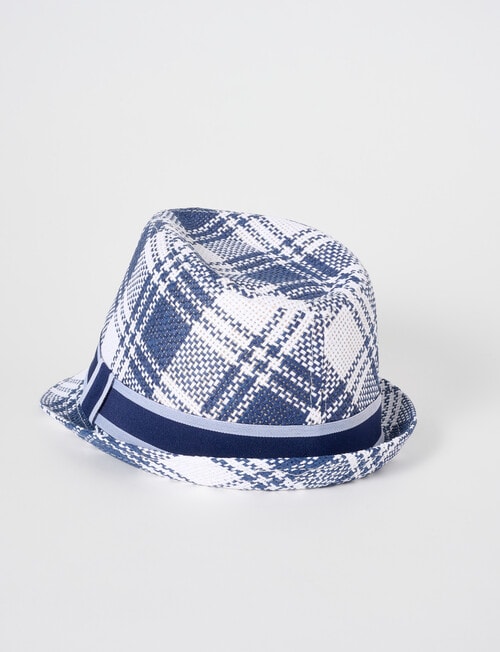 Mac & Ellie Plaid Fedora Hat, Navy product photo View 02 L