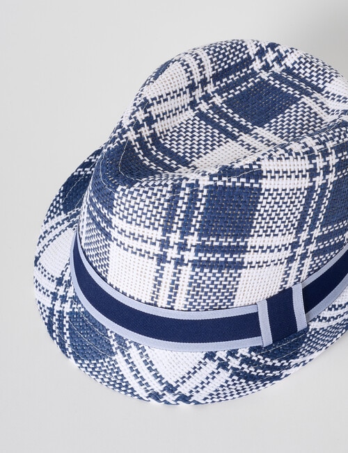 Mac & Ellie Plaid Fedora Hat, Navy product photo View 03 L