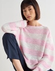 Jigsaw Christine Stripe Linen Blend Long Sleeve Sweater, Pink & White product photo