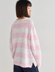 Jigsaw Christine Stripe Linen Blend Long Sleeve Sweater, Pink & White product photo View 02 S