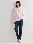 Jigsaw Christine Stripe Linen Blend Long Sleeve Sweater, Pink & White product photo View 03 S