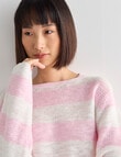 Jigsaw Christine Stripe Linen Blend Long Sleeve Sweater, Pink & White product photo View 04 S