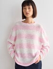 Jigsaw Christine Stripe Linen Blend Long Sleeve Sweater, Pink & White product photo View 05 S