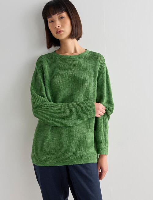 Jigsaw Christine Linen Blend Long Sleeve Sweater, Palm product photo View 05 L