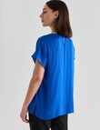 Oliver Black Cap Sleeve Satin Top, Bright Blue product photo View 02 S