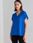 Oliver Black Cap Sleeve Satin Top, Bright Blue product photo View 05 S